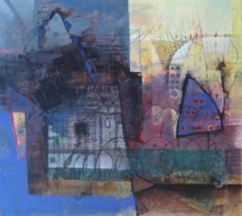 S Nimbark - Untitled, Size 44" x 38," Mixed Media on Canvas,