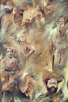 Surjeet K. Choyal - Antiquity 3, Size 36" x 24," Oil on Canvas,