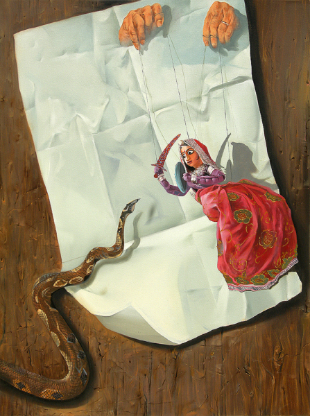 Surjeet K. Choyal - The Encounter, Size 48"x 36," Oil on Canvas, 2009