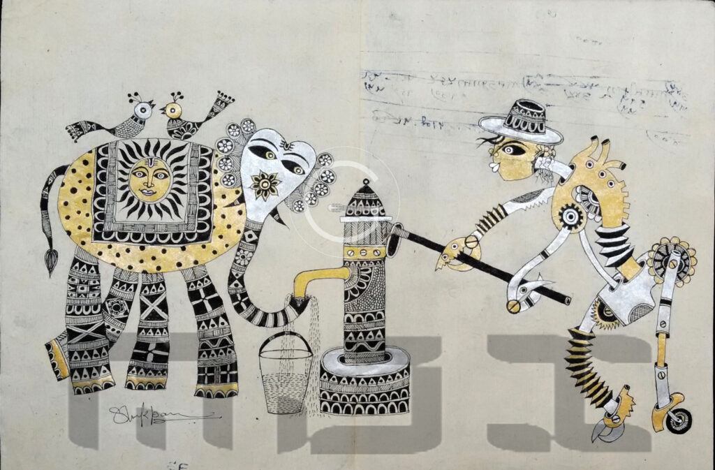 Thirsty elephant irrigating Thirsty elephant irrigating